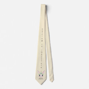 "nothing is impossible" funny unicorn rabbit neck tie