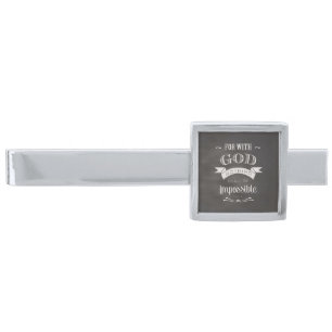 Nothing Is Impossible Silver Finish Tie Clip