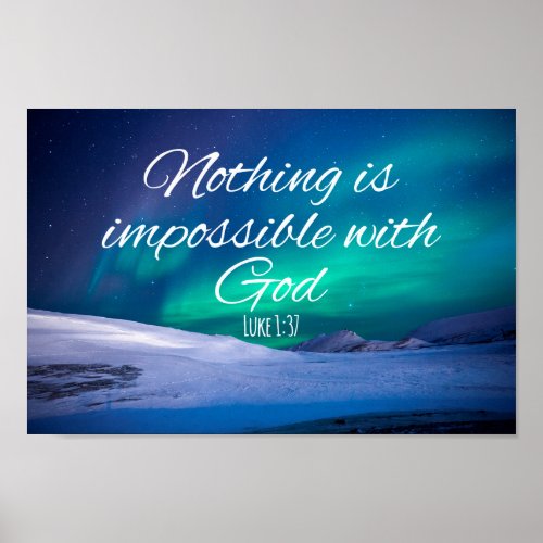 Nothing is Impossible with God Bible Verse Poster
