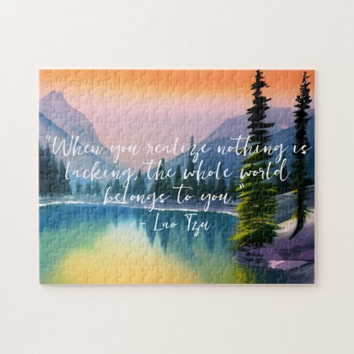 Nothing Is Lacking Zen Quote Peaceful Lake Scene  Jigsaw Puzzle