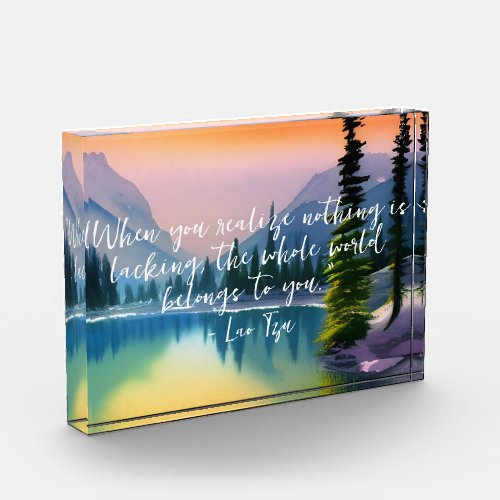 Nothing Is Lacking Zen Quote Peaceful Lake Scene  Photo Block