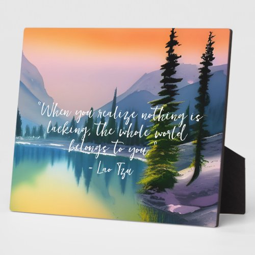 Nothing Is Lacking Zen Quote Peaceful Lake Scene  Plaque