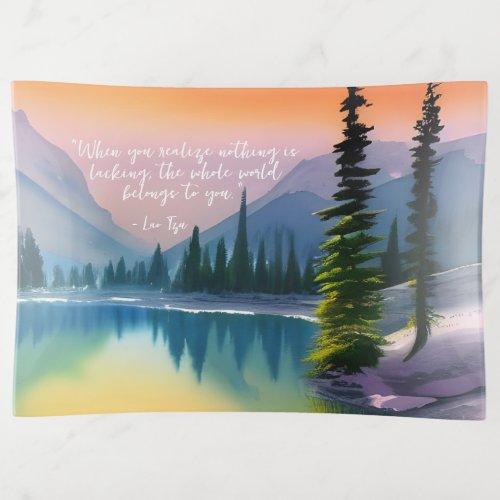 Nothing Is Lacking Zen Quote Peaceful Lake Scene  Trinket Tray