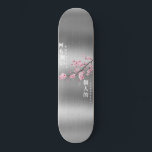 Nothing Personal - Cherry Blossom Silver Edition Skateboard<br><div class="desc">This design features a cherry blossom branch with the words "Nothing Personal" both in English and Japanese text.</div>