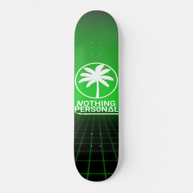 Nothing Personal Synthwave Grid Skateboard (Front)