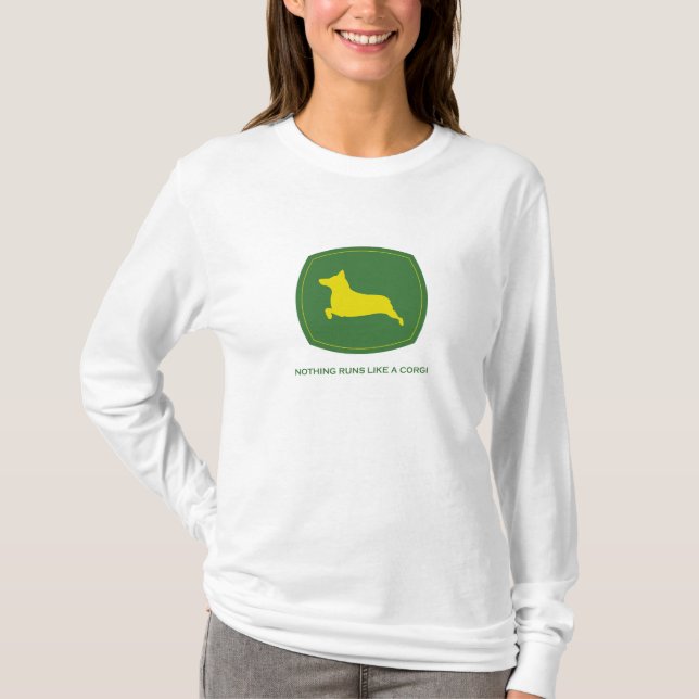 Nothing Runs Like A Corgi Ladies Hoodie T-Shirt (Front)