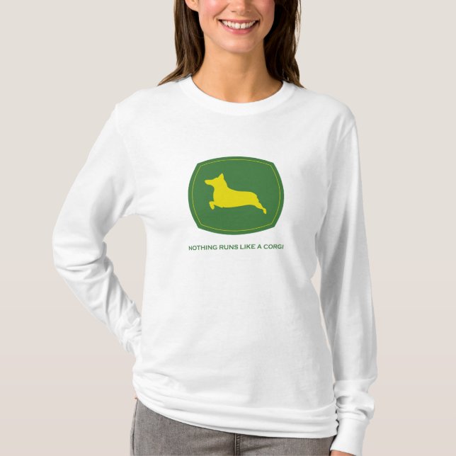 Nothing Runs Like A Corgi Ladies Longsleeve Tee (Front)