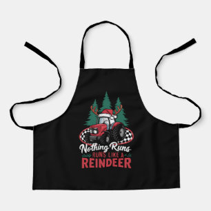 Nothing Runs Like A Reindeer Christmas Tractor Apron