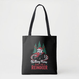 Nothing Runs Like A Reindeer Christmas Tractor Tote Bag