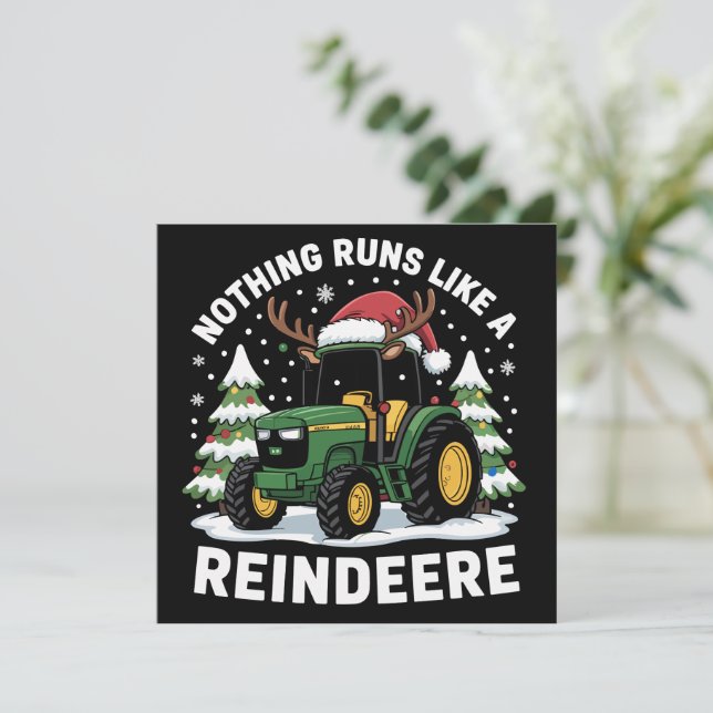 Nothing Runs Like A Reindeere Christmas Tractor  Holiday Card (Standing Front)