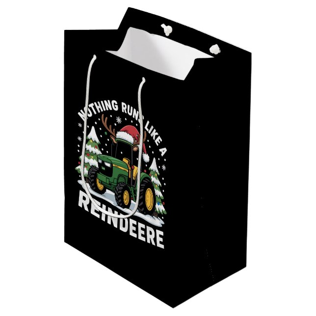 Nothing Runs Like A Reindeere Christmas Tractor  Medium Gift Bag (Front Angled)