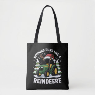 Nothing Runs Like A Reindeere Christmas Tractor Tote Bag