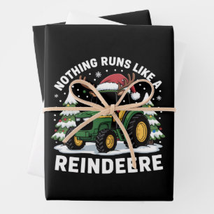Nothing Runs Like A Reindeere Christmas Tractor Wrapping Paper Sheets