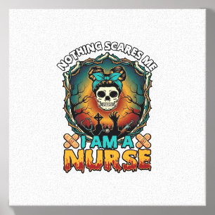 Nothing Scares Me Nurse Halloween Skull Syringe St Canvas Photo Tile