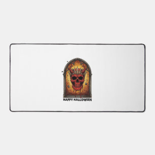 Nothing Scares Me Red Horned Skull Spider Web Hall Desk Mat
