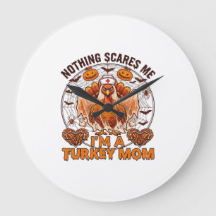 Nothing Scares Me Turkey Mom Halloween Nurse Ghost Large Clock