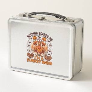 Nothing Scares Me Turkey Mom Halloween Nurse Ghost Metal Lunch Box