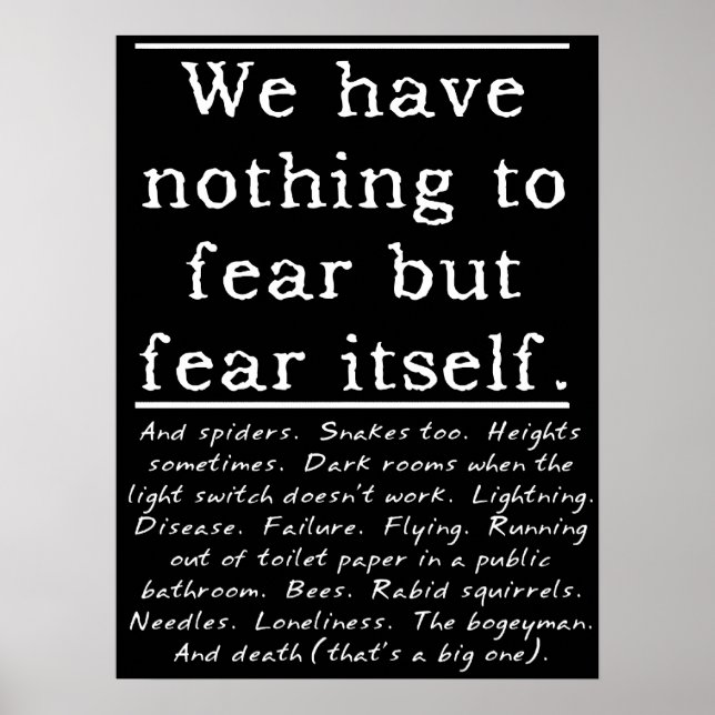 Nothing To Fear ? Funny Print Poster Humor (Front)