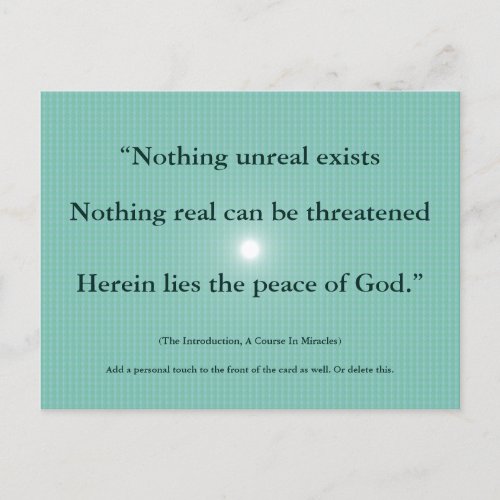 Nothing unreal exists Non duality ACIM Card