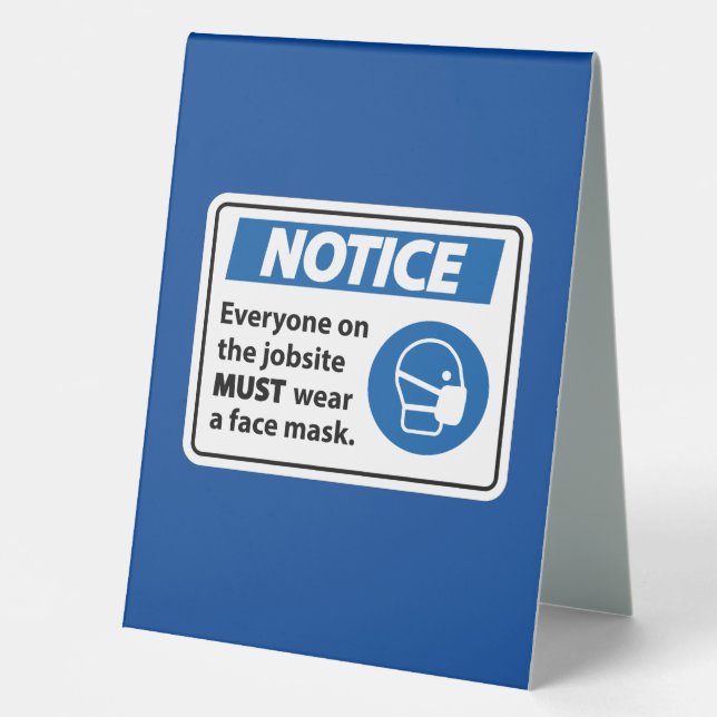 Notice | Face Mask Table Tent (Front)