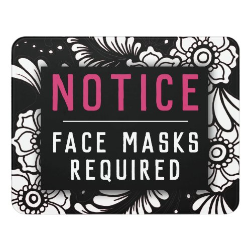 Notice Face Masks Required for Entry Business Door Sign