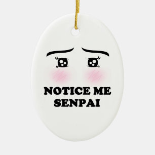 Notice Me Senpai Blushing Anime Girl Kawaii Suki Ceramic Ornament