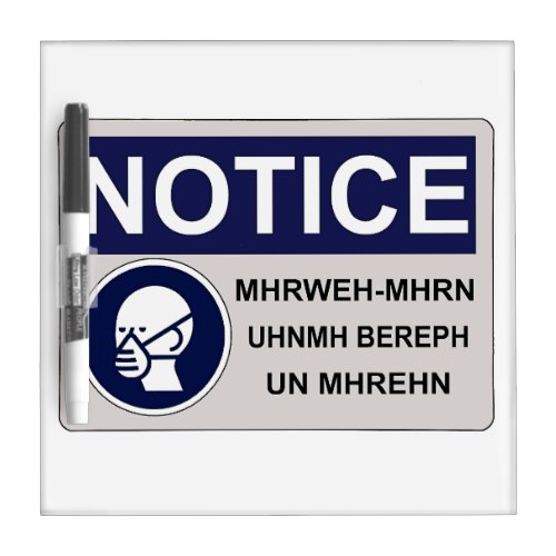 Notice Mumble Mask Area Humor Dry Erase Board