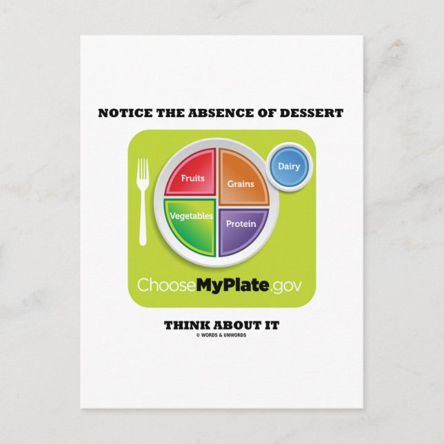 Notice The Absence Of Dessert Think About It Postcard (Front)
