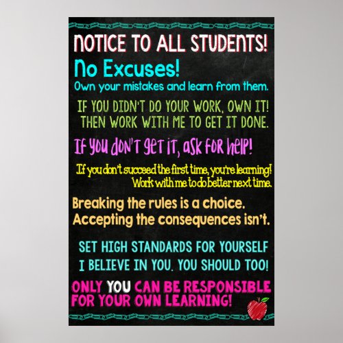 Notice To All Students Classroom Poster