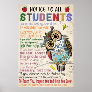 Notice To All Students Classroom Poster