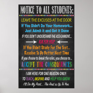 Notice To All Students Classroom Teacher Poster