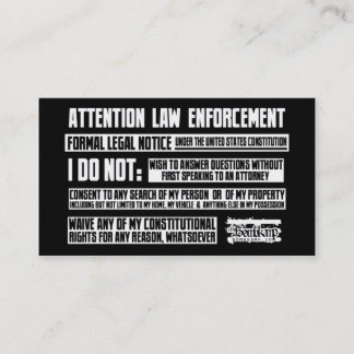 Notice To Law Enforcment Cards