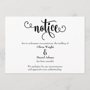 Notice Typography Canceled Wedding Announcement