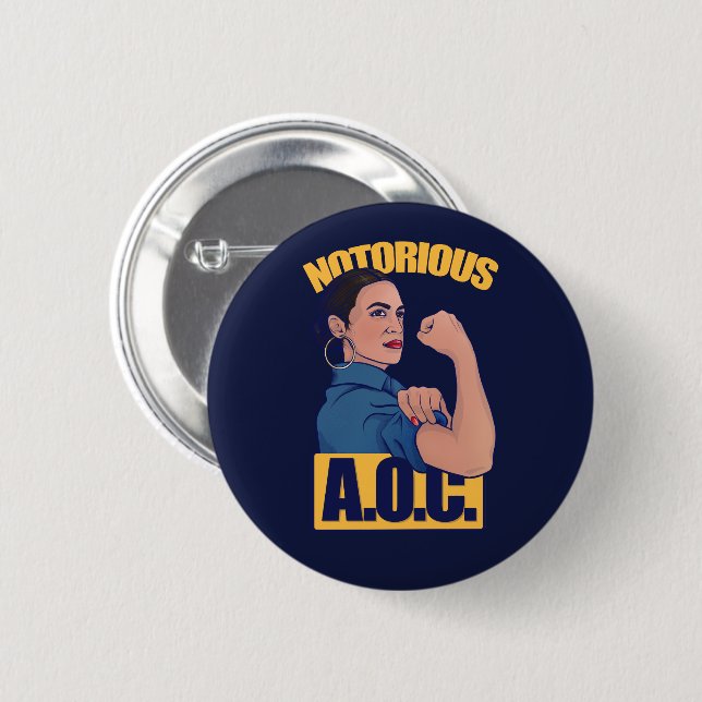 Notorious AOC alexandria ocasio cortez retro rosie Button (Front & Back)