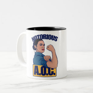 Notorious AOC alexandria ocasio cortez retro rosie Two-Tone Coffee Mug