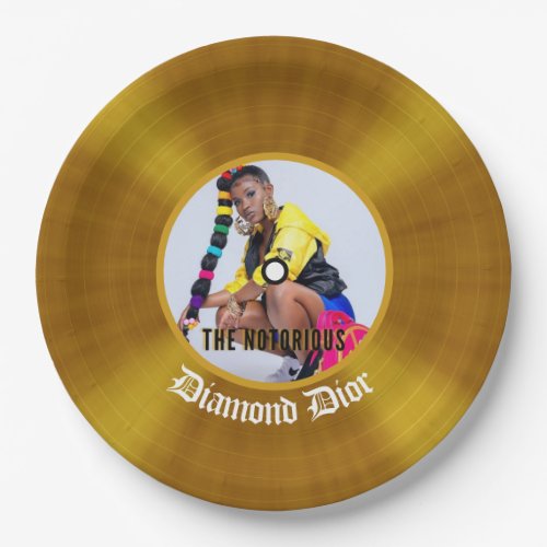 Notorious Hip Hop Birthday Gold Record Photo Paper Plates