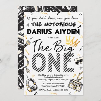 Notorious One Birthday Invitation  90s Hip Hop Inv Invitation by PuggyPrints at Zazzle
