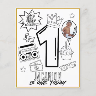 Notorious ONE Hip Hop 1st Birthday Coloring Page