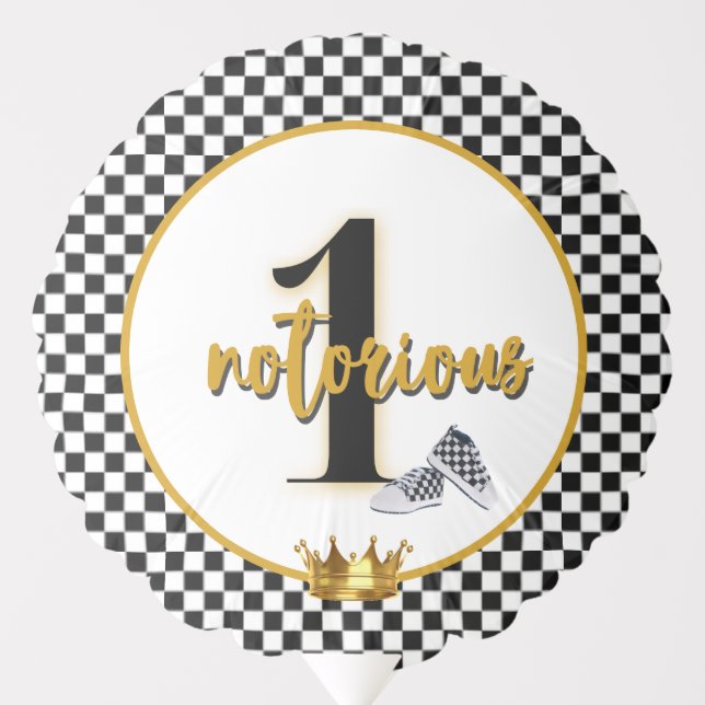 Notorious ONE Retro 90's Hip Hop 1st Birthday Balloon (Front)