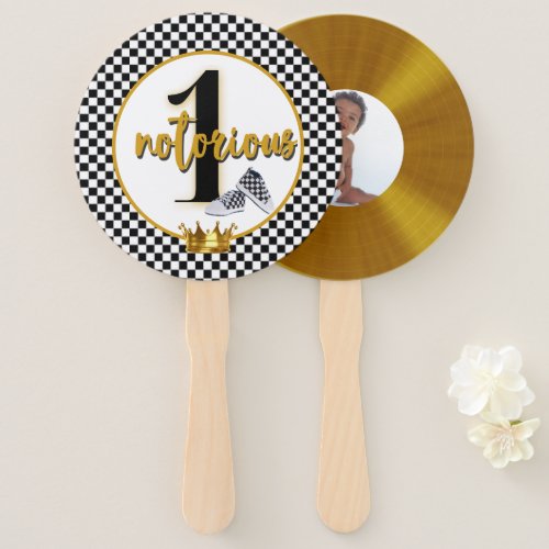 Notorious One Retro Hip Hop 1st Birthday Photo Hand Fan