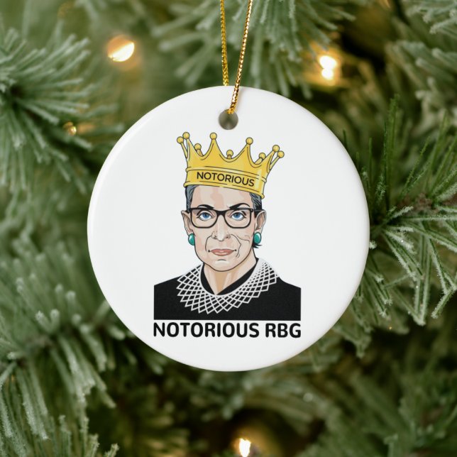Notorious RBG BLACK - Ruth Bader Ginsburg Ceramic Ornament (Tree)