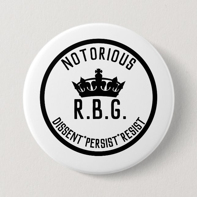 Notorious RBG Dissent Persist Resist Button (Front)
