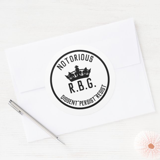 Notorious RBG Dissent Persist Resist Classic Round Sticker (Envelope)