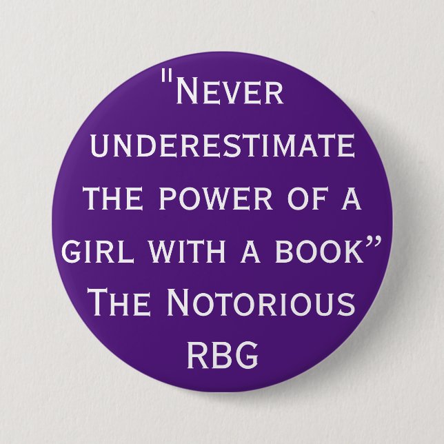 Notorious RBG Never Underestimate Quote Button (Front)
