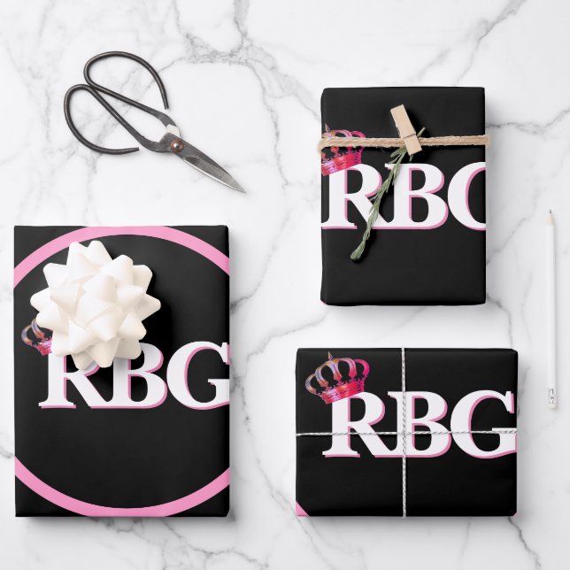Notorious RBG Pink Black Wrapping Paper Sheets (Front)