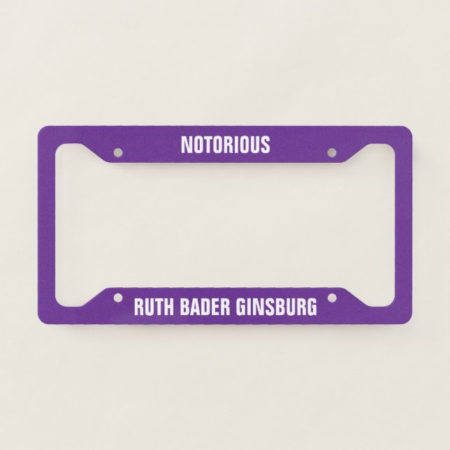 Notorious rbg purple license plate frame (Front)