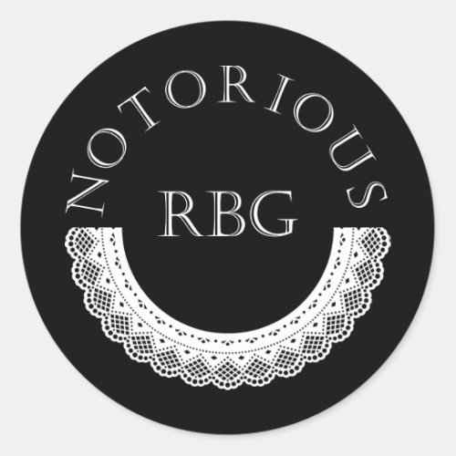 Notorious RBG Ruth Bader Ginsburg Lace Collar Classic Round Sticker