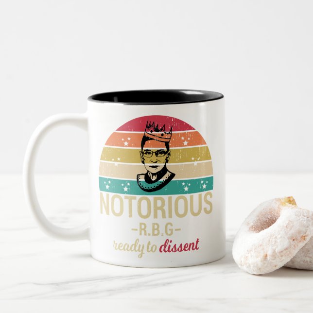 Notorious RBG, Ruth Bader Ginsburg Two-Tone Coffee Mug (With Donut)