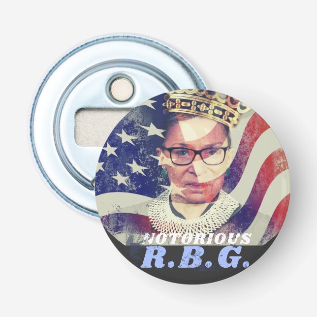 Notorious RGB Ruth Bader Ginsburg Liberal Feminist Bottle Opener (Front)