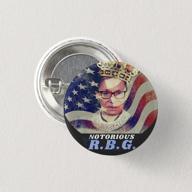 Notorious RGB Ruth Bader Ginsburg Liberal Feminist Button (Front & Back)